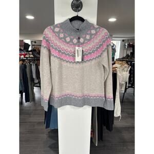 NWT Alashan Fair Isle Cashmere Turtleneck Sweater Size S